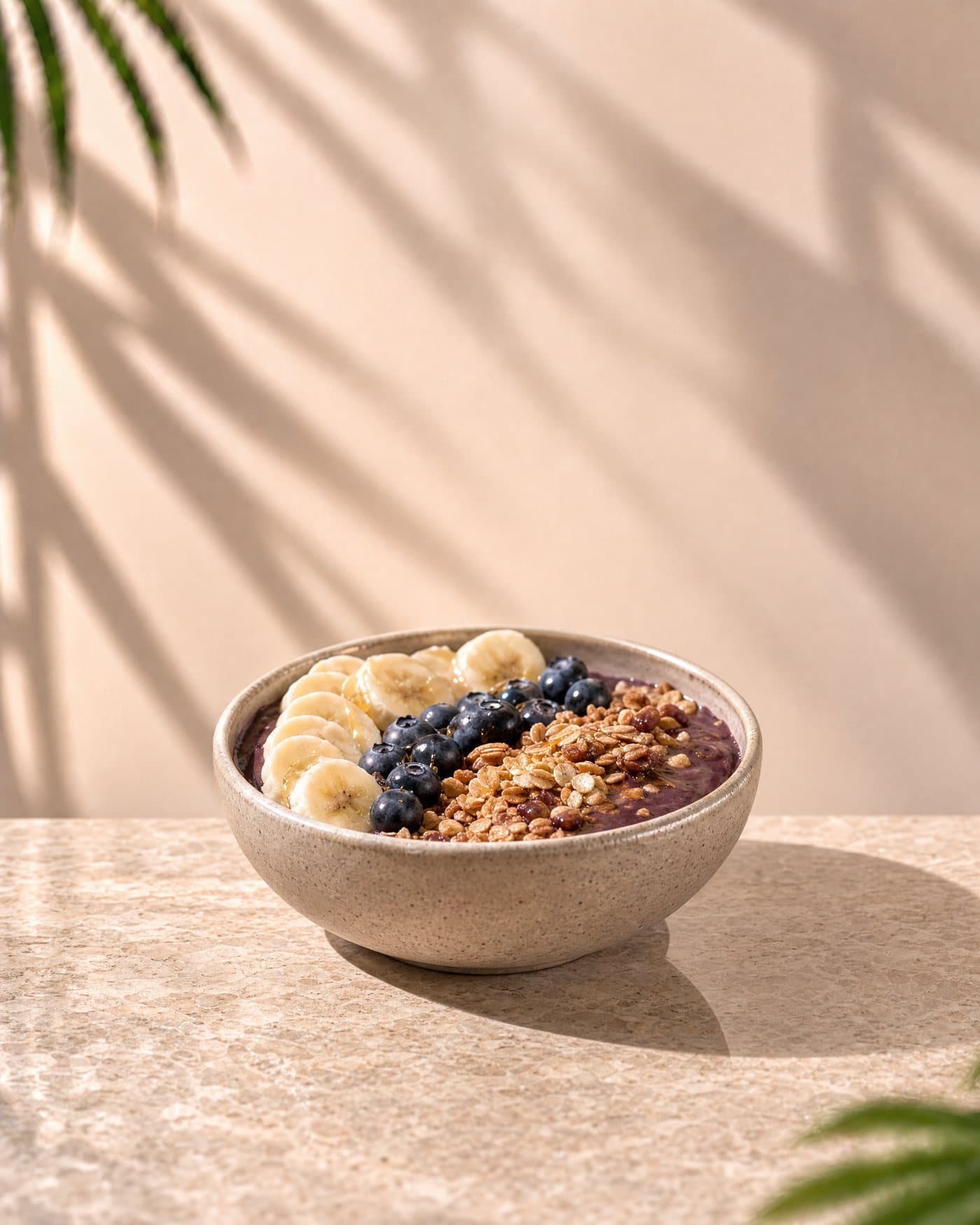 Acai bowl with banana, blueberries and granola